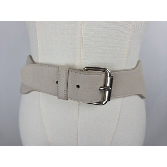 B-Low The Belt Studded Leather Wrap Belt Sz Large Ivory Silver Accents Designer main image 9